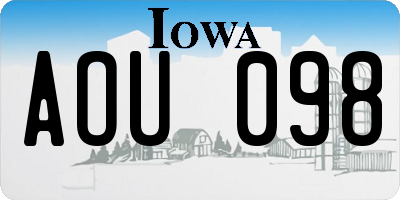 IA license plate AOU098