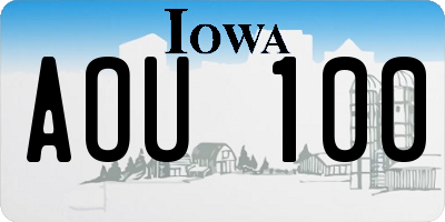 IA license plate AOU100