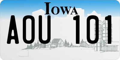IA license plate AOU101