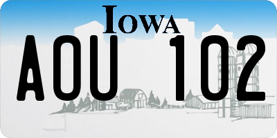 IA license plate AOU102