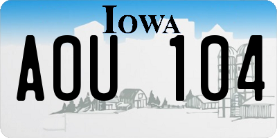 IA license plate AOU104