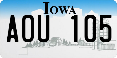 IA license plate AOU105