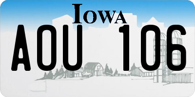 IA license plate AOU106
