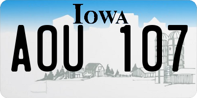 IA license plate AOU107