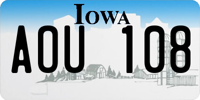 IA license plate AOU108