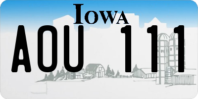 IA license plate AOU111