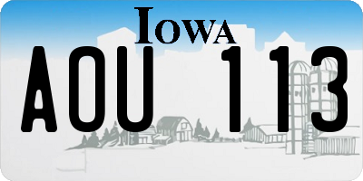 IA license plate AOU113