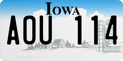 IA license plate AOU114
