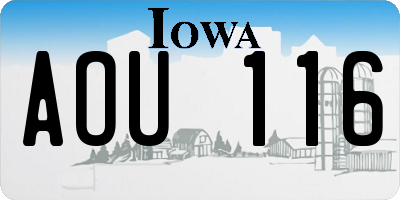 IA license plate AOU116