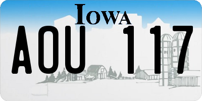 IA license plate AOU117