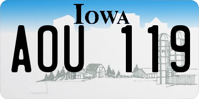 IA license plate AOU119