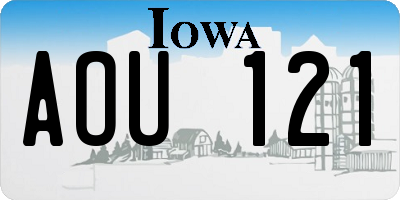 IA license plate AOU121
