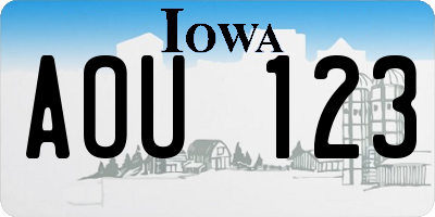IA license plate AOU123