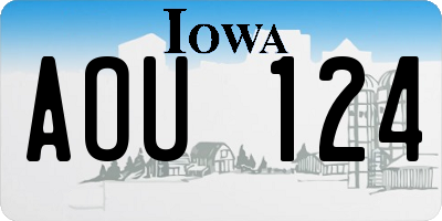 IA license plate AOU124
