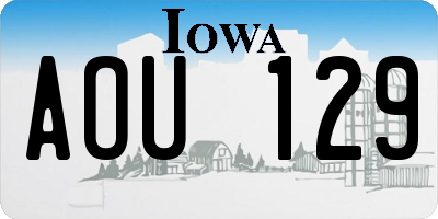 IA license plate AOU129