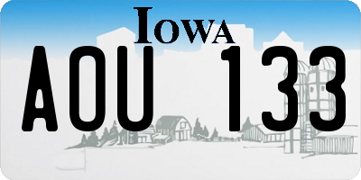 IA license plate AOU133