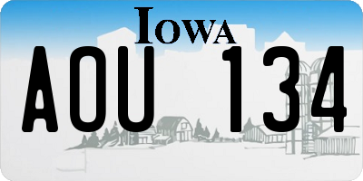 IA license plate AOU134