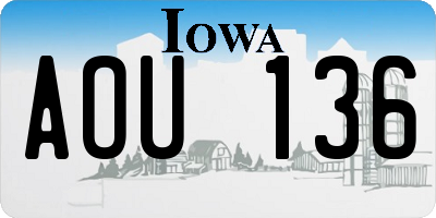 IA license plate AOU136
