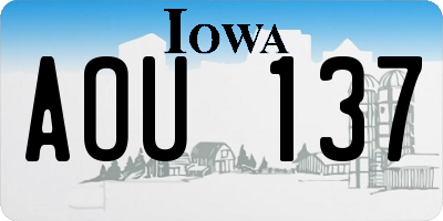 IA license plate AOU137