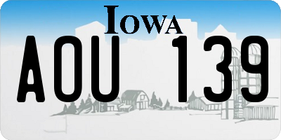 IA license plate AOU139