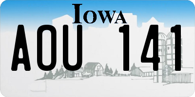 IA license plate AOU141