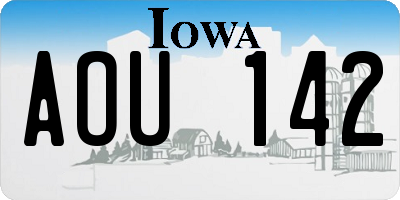 IA license plate AOU142
