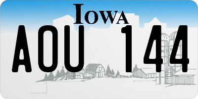 IA license plate AOU144