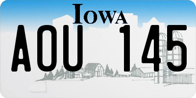 IA license plate AOU145