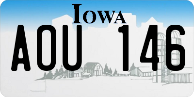 IA license plate AOU146