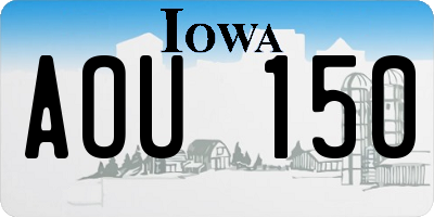 IA license plate AOU150