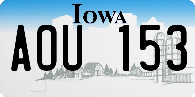 IA license plate AOU153