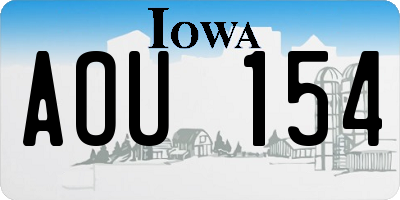 IA license plate AOU154