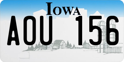 IA license plate AOU156