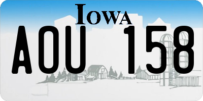 IA license plate AOU158