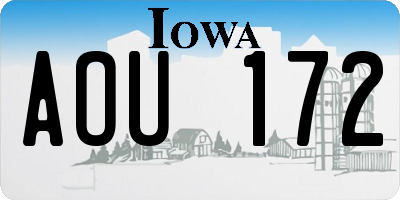 IA license plate AOU172