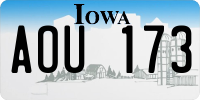 IA license plate AOU173