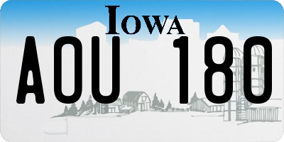 IA license plate AOU180