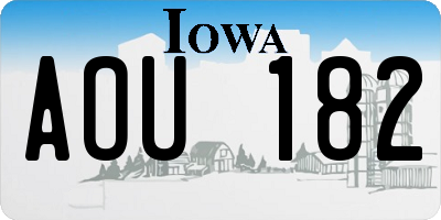 IA license plate AOU182
