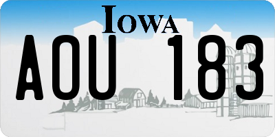 IA license plate AOU183