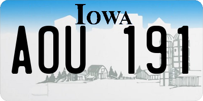 IA license plate AOU191