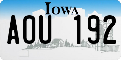 IA license plate AOU192
