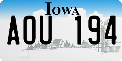 IA license plate AOU194