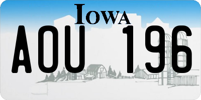 IA license plate AOU196