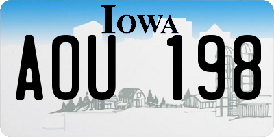 IA license plate AOU198