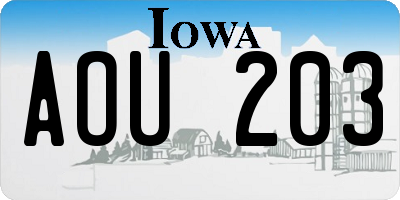 IA license plate AOU203