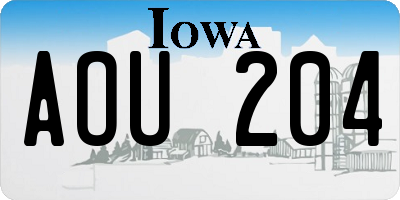 IA license plate AOU204