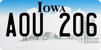 IA license plate AOU206