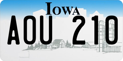 IA license plate AOU210