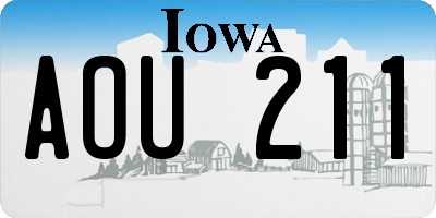 IA license plate AOU211