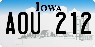 IA license plate AOU212